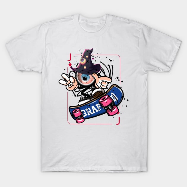 Playing card Witch Jack Graffiti Street Art T-Shirt by Mister Graffiti